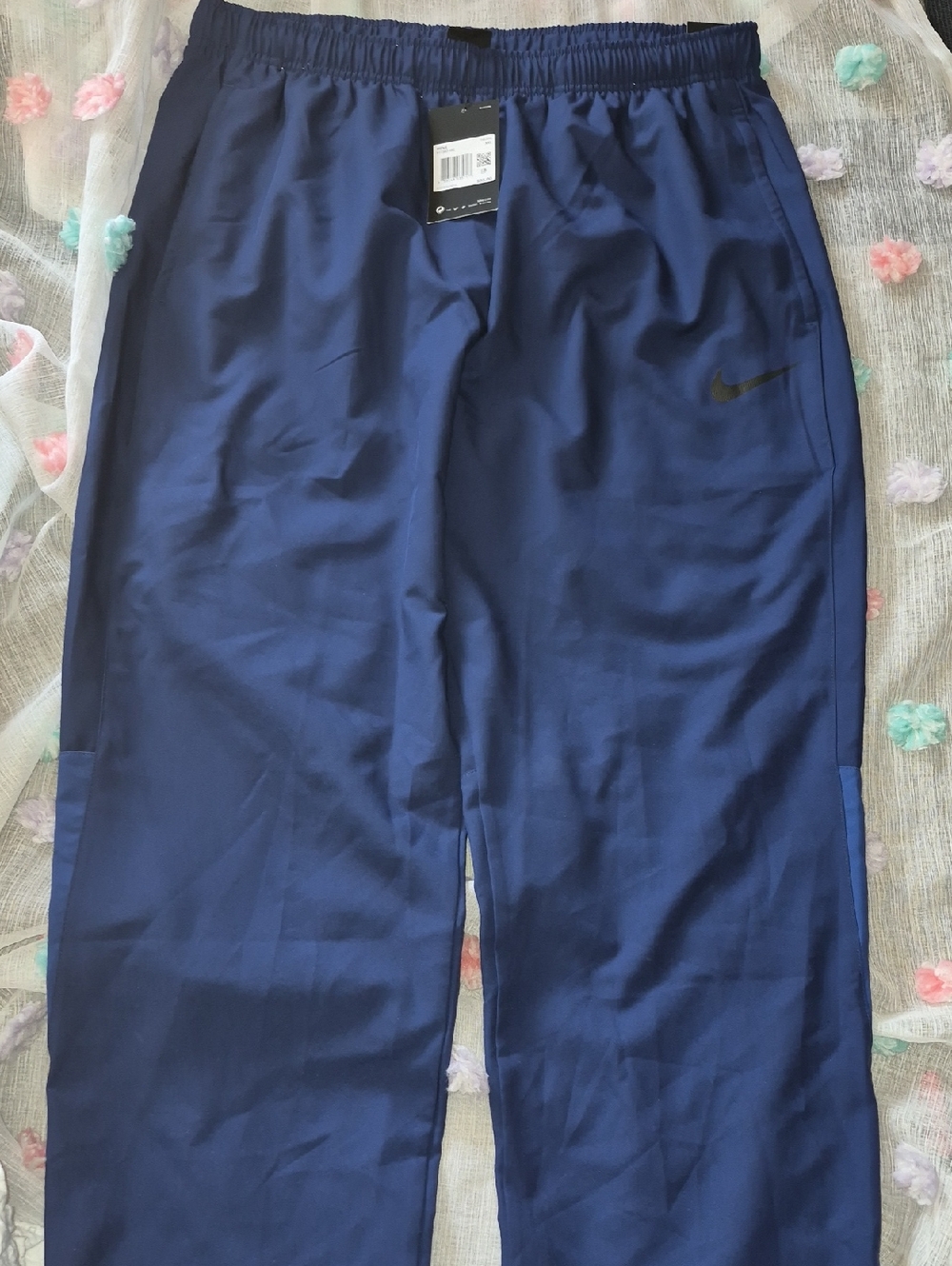 Nike Dark Blue Track Pants with Black Swoosh